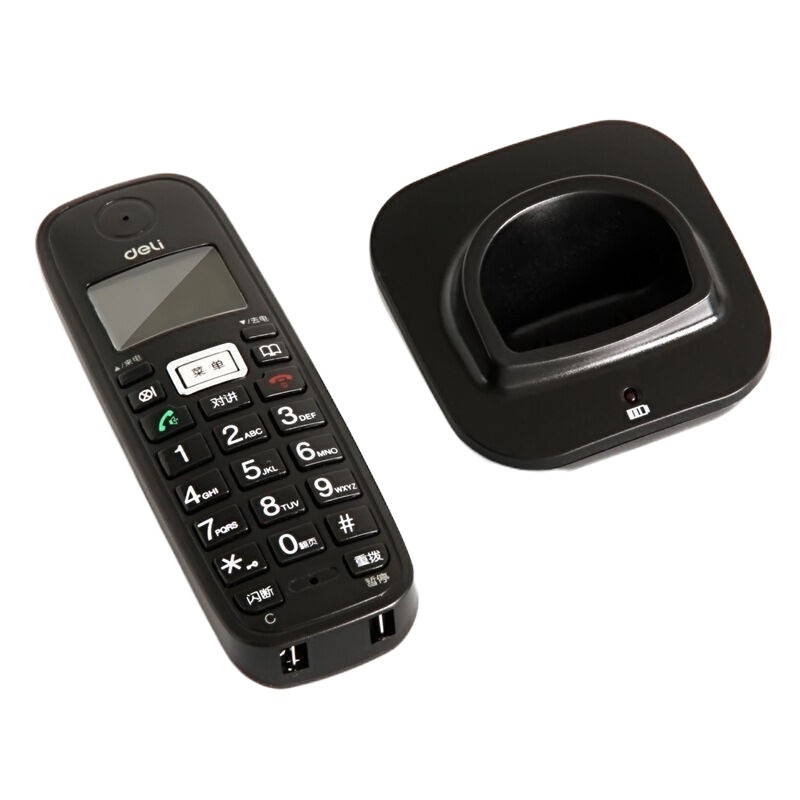 得力(deli) 电话机座机 固定电话 办公家用 子母机 超距离子机报警 791黑