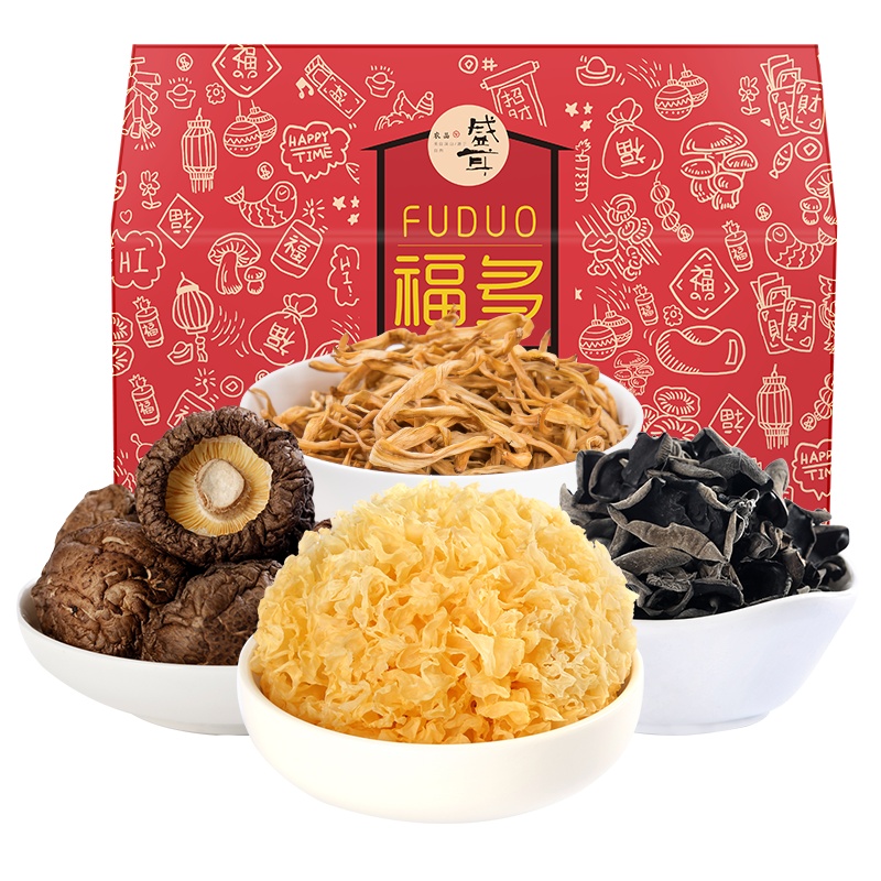 盛耳福多礼盒菌菇礼盒1050g 双十一 过年双十一11中秋送礼团购福利礼盒银耳黑木耳香菇黄花菜
