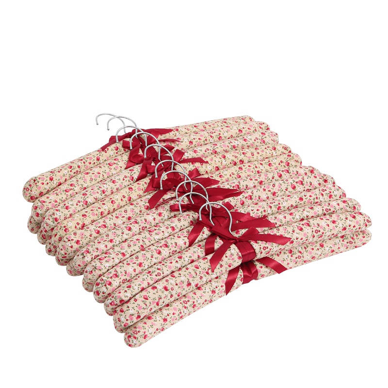 欧润哲 挂衣架 红色碎花花布20只套装 大人小孩晾晒家用收纳晾衣裤架衣撑子