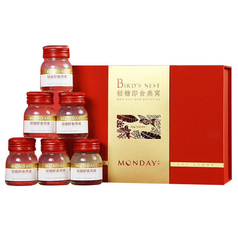 Monday星期一轻糖冰糖即食燕窝正品40g*6瓶滋补礼盒