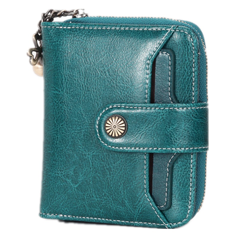 菱格三宅世家(MVO MVO LGSZSJ)钱包2020新款复古油蜡皮女士长款钱包RFID多功能手拿包