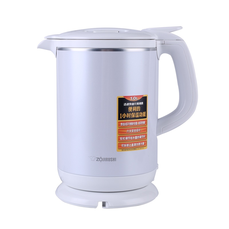 象印(ZO JIRUSHI)电热水壶 CK-AWH10C-WA 不锈钢电水壶手提式快烧壶防漏防空烧电水壶 1L 白色