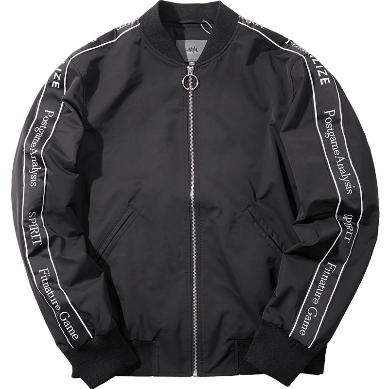 黑鲸棒球领字母提花夹克秋季男装时尚潮流外套男CWJAJ38118A