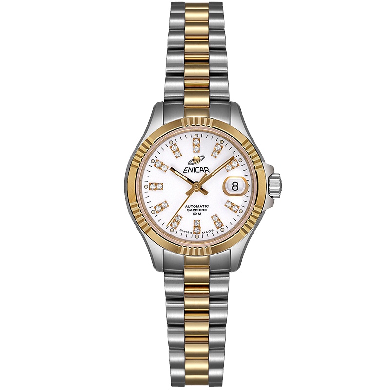 英纳格(ENICAR)精英系列时尚简约休闲商务钢带自动机械女士手表780/50/330G