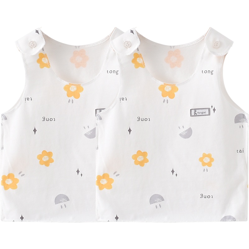 童泰夏季1-6个月婴幼儿男女宝宝衣服轻薄背心无袖上衣2件装