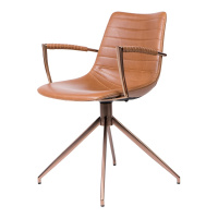 和顿轻奢北欧设计师餐椅子现代简约 皮质金属旋转餐椅家用靠背椅办公卧室书房商务休闲会议椅 高端不锈钢带扶手餐桌凳子505