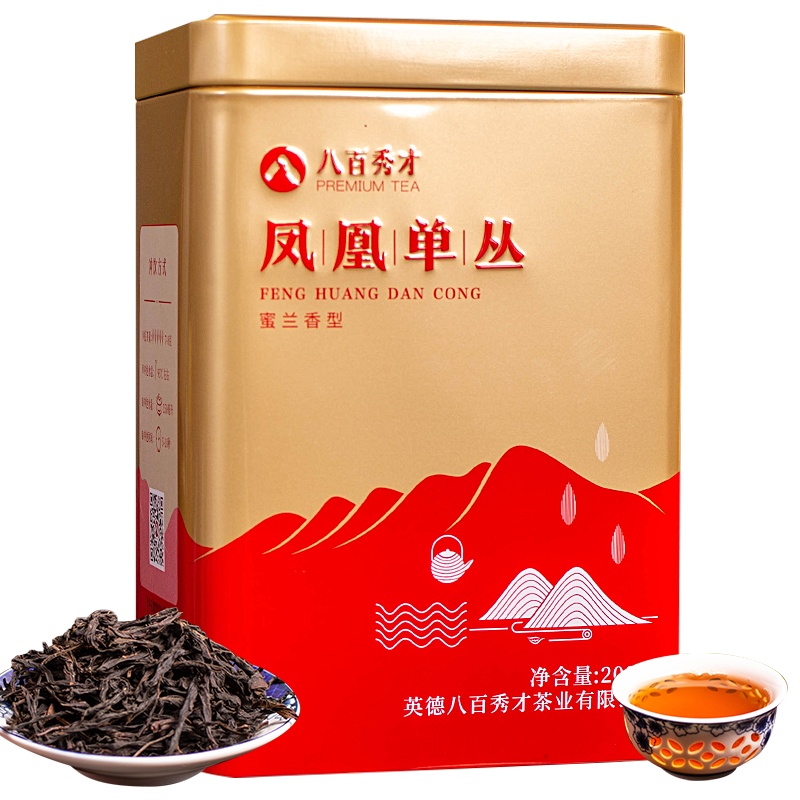 八百秀才 凤凰单丛茶 单枞茶茶叶广东潮州高山茶蜜兰香乌龙茶铁罐装200g