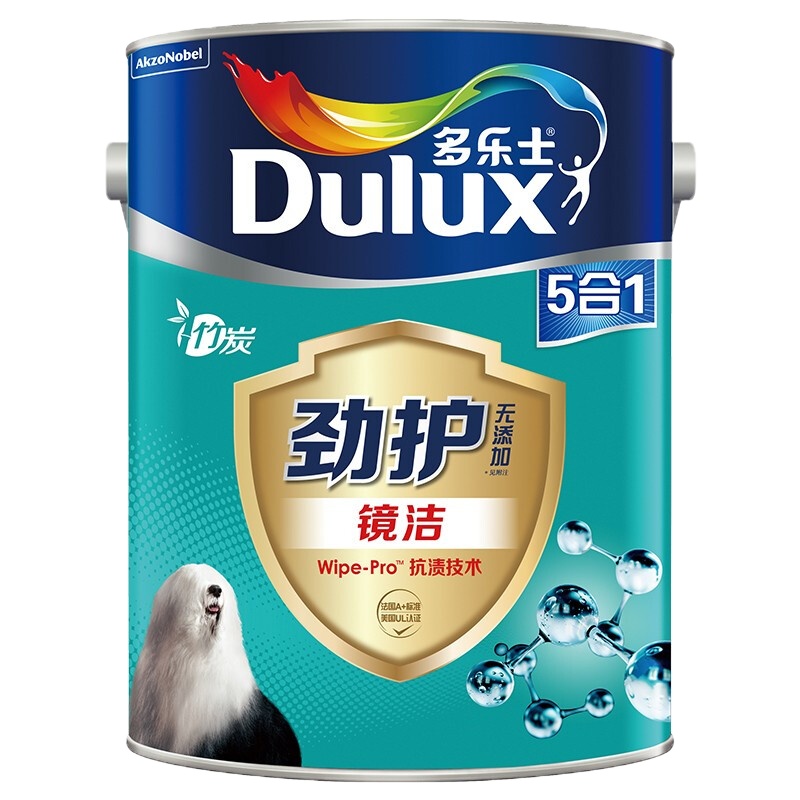多乐士(Dulux)劲护无添加竹炭镜洁5合1内墙乳胶漆 墙面漆 油漆涂料 A8144