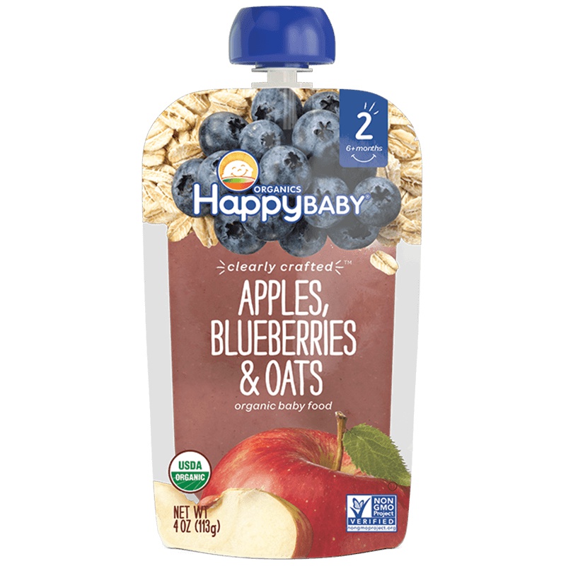 禧贝(Happy Baby)苹果蓝莓燕麦透明装果泥 113g/袋装 6个月以上