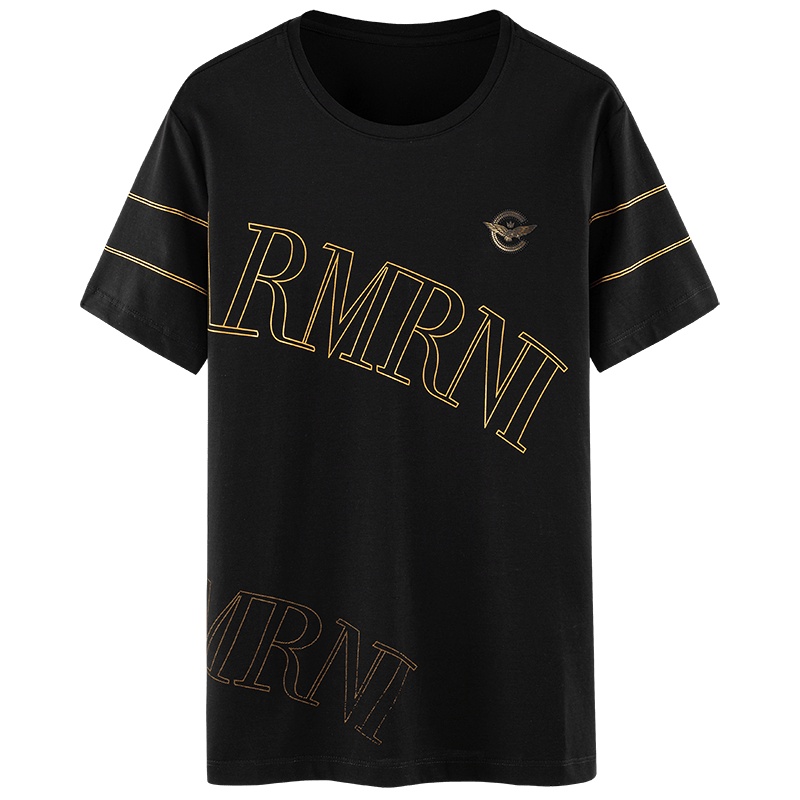 传奇保罗夏季新款男士上衣时尚百搭短袖简约圆领印花T恤