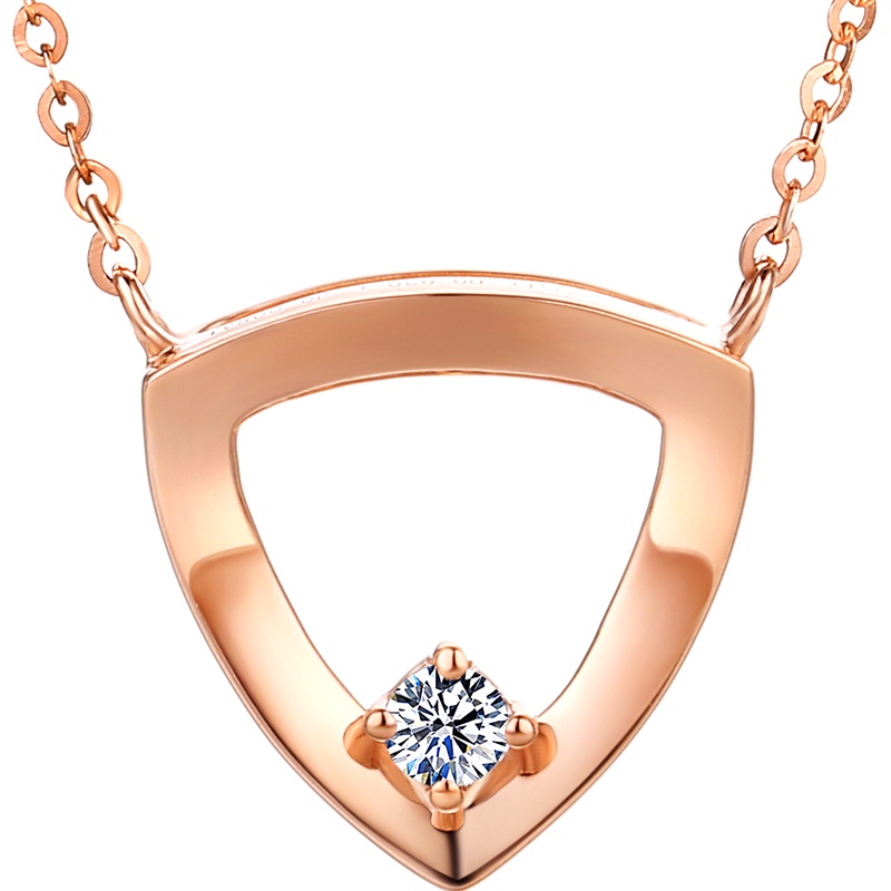 [七夕礼物]钻石世家ChicGirl系列 18K金钻石项链 女时尚项链几何钻石吊坠 情人节礼物送女友 主石3分