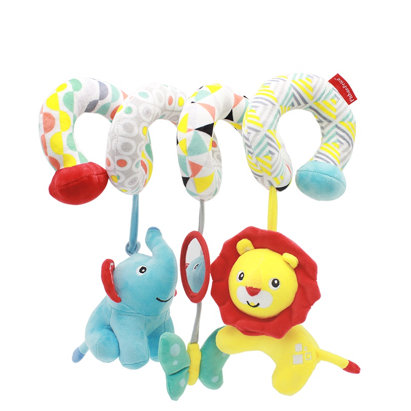 费雪(Fisher-Price)宝宝安抚床绕 婴儿童床摇铃新生儿床头安抚玩具狮子摇铃幼儿推车挂件小象毛绒公仔F1016