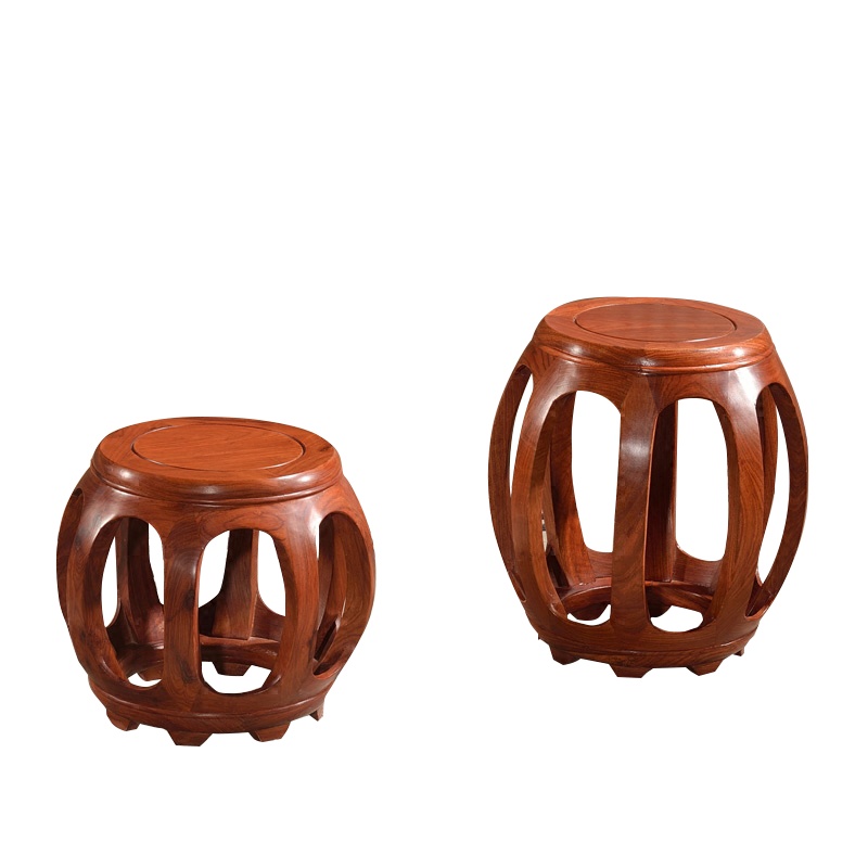 周家庄红木家具非洲花梨(学名:刺猬紫檀)凳子 实木鼓凳 圆凳 茶椅 餐椅 实木凳子