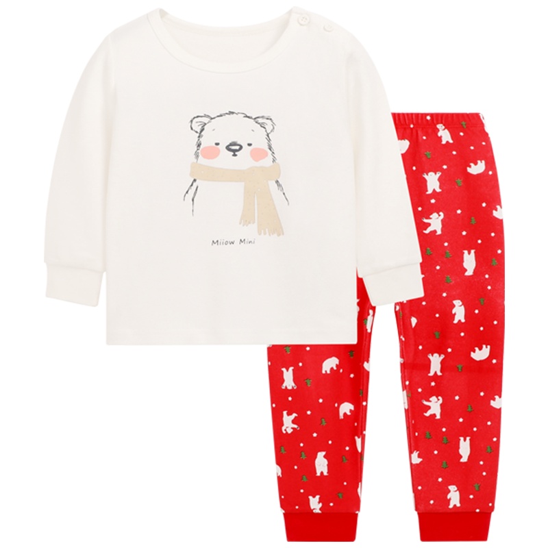 猫人秋衣秋裤儿童男内衣套装女童棉毛睡衣春秋保暖衣宝宝婴儿纯棉