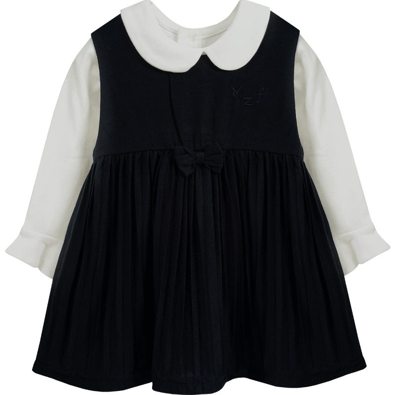 婴姿坊女童秋冬新款两件套t恤公主连衣裙套装小女孩背心裙