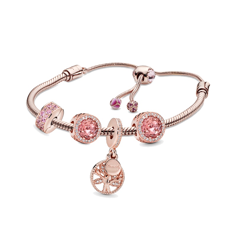 Pandora潘多拉玫瑰色永恒传承手链手链套装