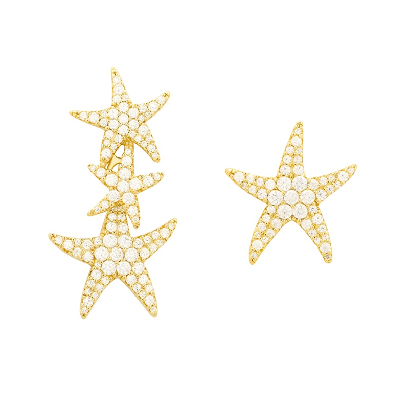 APM MONACO星星海星不对称耳钉 精致小耳环超仙气质清新首饰 AE12538OXY金黄色
