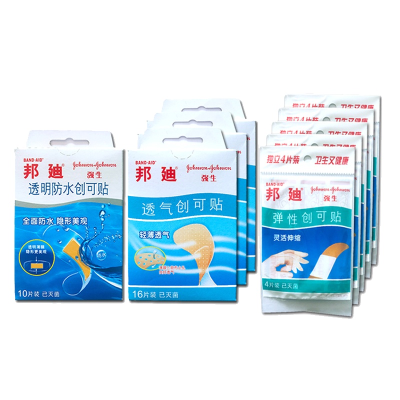 邦迪BAND-AID 创口贴78片家庭组合装(轻薄透气16片*3盒+透明防水10片*1盒+弹性4片*5袋)(器械)