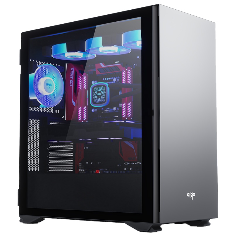 爱国者YOGO K1 钛灰玻璃侧透U3 电竞机箱DIY组装整机电脑游戏商务办公主机箱