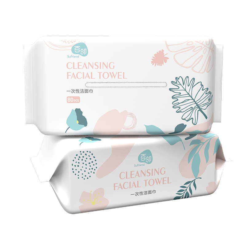 百邻 干湿两用擦脸巾\洁面巾\卸妆巾\棉柔巾 80抽*6包装