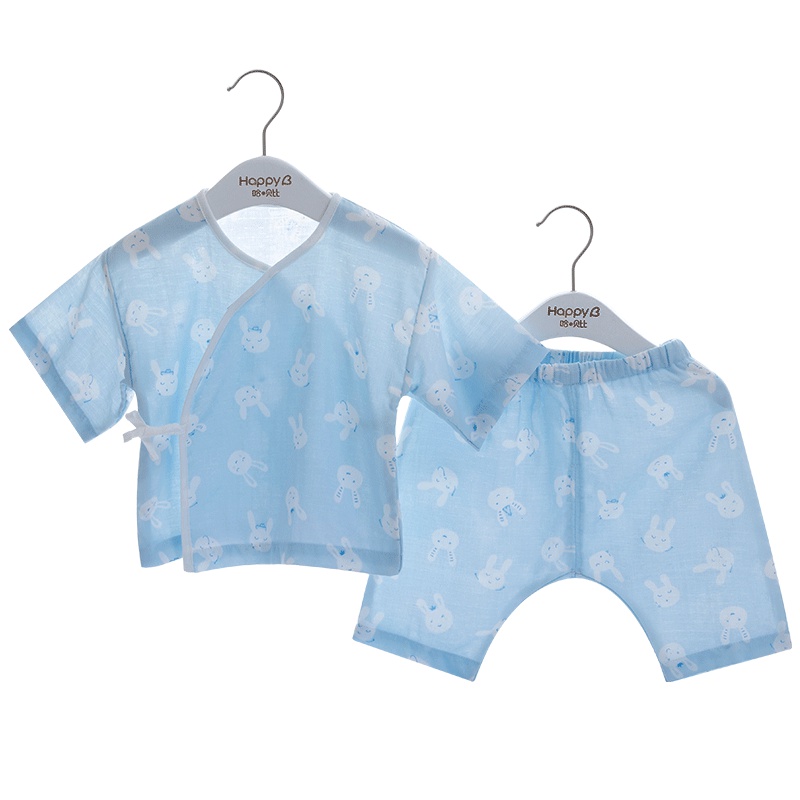 哈贝比（happyB）和尚服新生儿衣服夏季宝宝婴儿纱布内衣纯棉套装