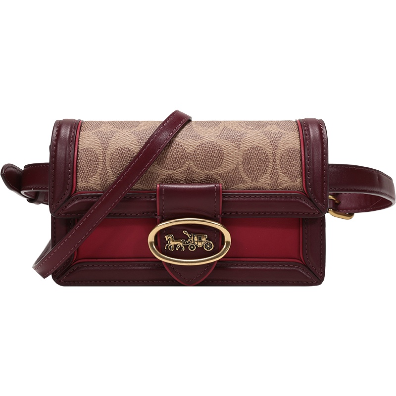 COACH 蔻驰 奢侈品 女士 专柜款涂层帆布配皮RILEY单肩斜挎包腰包 845