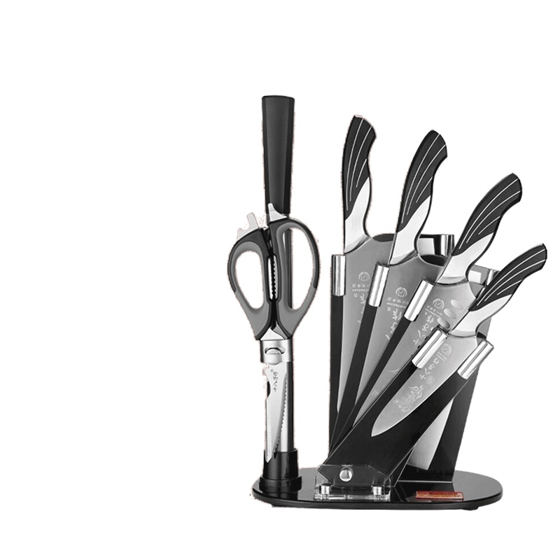 十八子作AS1309雀之翎7件套+ZBL005乌檀木砧板刀具套装厨房304不锈钢锅铲汤勺厨具组合阳江家用菜刀套装全套