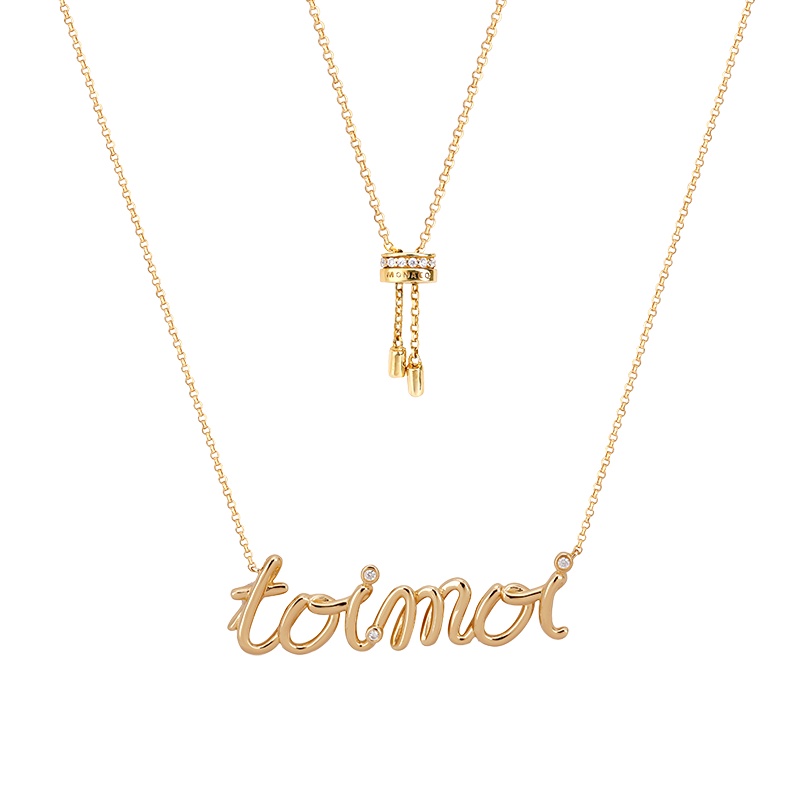APM Monaco 金黄色TOIMOI字母项链个性时尚毛衣链吊坠潮流银饰品 AC4671OXY