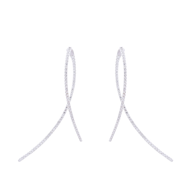 APM Monaco 林志玲明星同款银镶晶钻曲线耳环 气质长款时尚耳坠 简约饰品