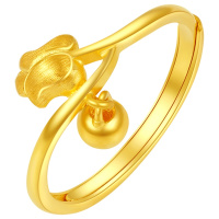 金一 足金999郁金花精品女戒黄金戒指送女友浪漫礼物(计价)ABA012