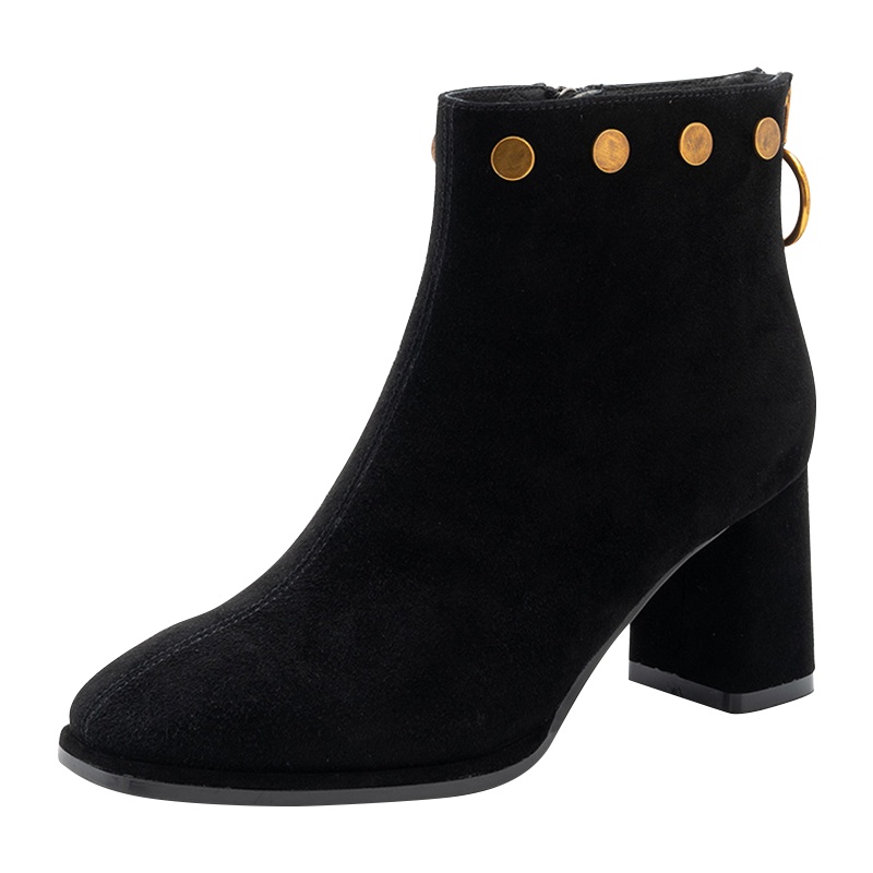 St&Sat/星期六秋冬新款金属装饰粗跟高跟短靴女SS84116663