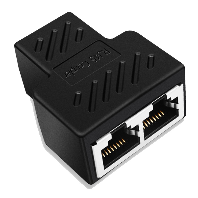 一转二连接器分支接口对接头转接头网线端口可同时上网 一RJ45三通头 黑色两个装