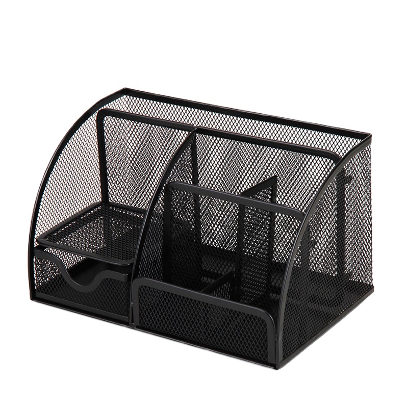 得力(deli)9200创意金属网纹办公笔筒 黑色 单个装