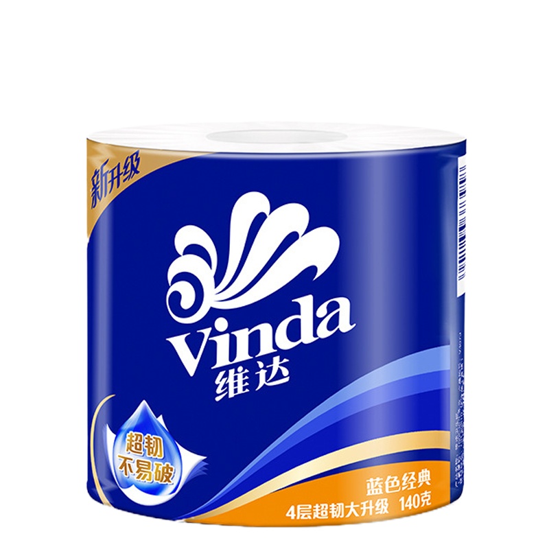 维达卷纸 4层140g10卷纸巾蓝色经典家用厕纸*3提