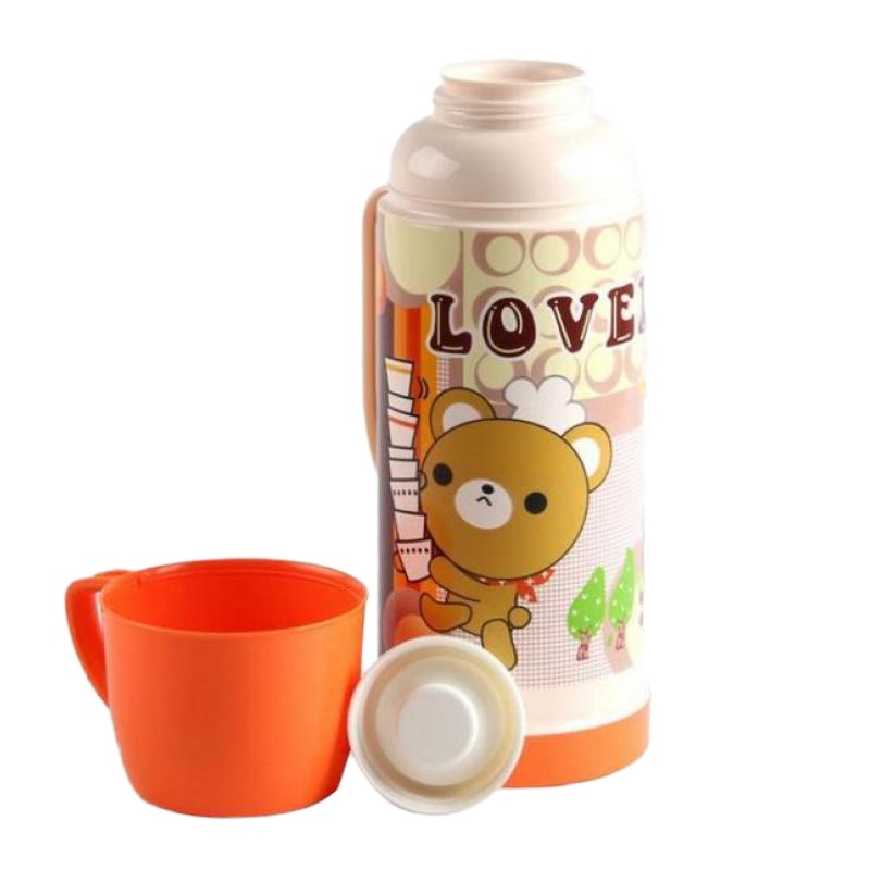 三维工匠迷你保温瓶玻璃内胆小热水瓶塑料开水瓶家用热水壶旅行便携式暖瓶 卡卡熊11