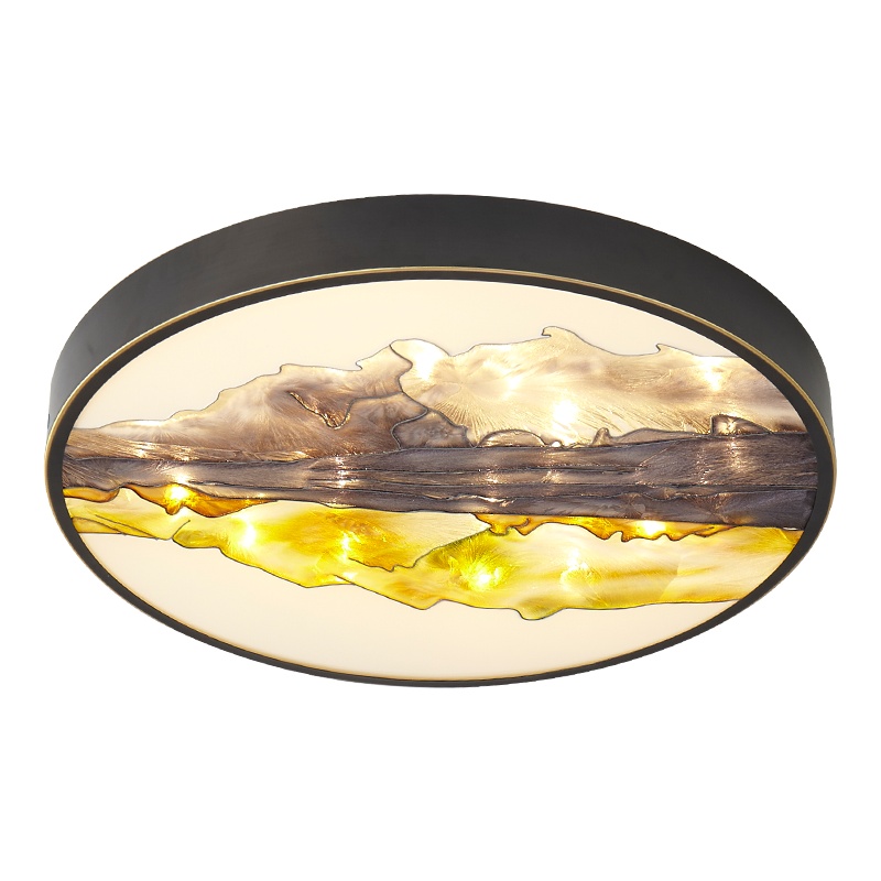 百轩(BAIXUAN)新中式吸顶灯简约现代客厅灯三色LED珐琅彩大气卧室灯LED餐厅灯 MX80014