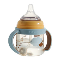 babycare3.0成长奶瓶ppsu耐摔防胀气 新生婴儿鸭嘴奶瓶吸管大宝宝 静谧蓝160ml(奶嘴S)