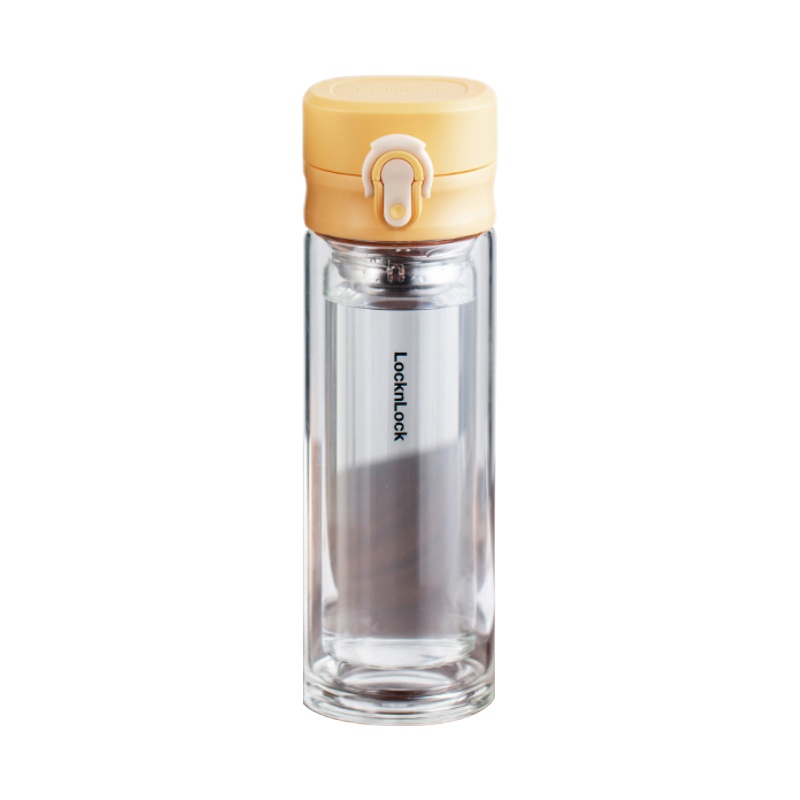 乐扣乐扣玻璃保温杯带盖杯子双层玻璃女家用便携杯子女可爱ins风