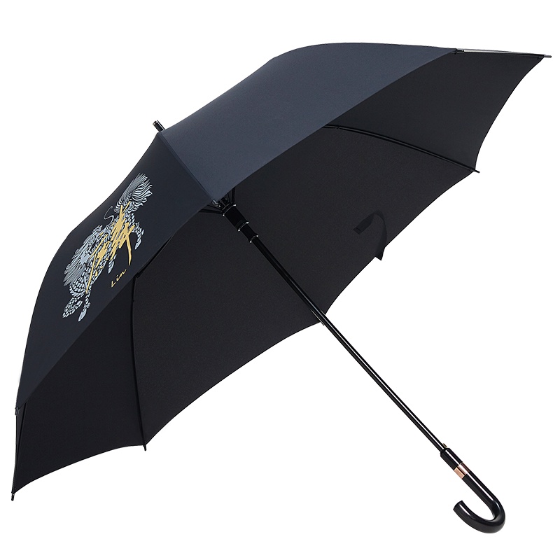红叶伞 加大自开雨伞男长柄伞易甩干加大商务伞直柄晴雨伞直杆威风祥麟伞黑色
