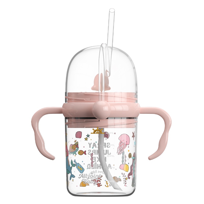 ALL-JOINT鲸鱼水杯夏季儿童吸管杯宝宝婴儿幼儿园喷水杯防摔便携