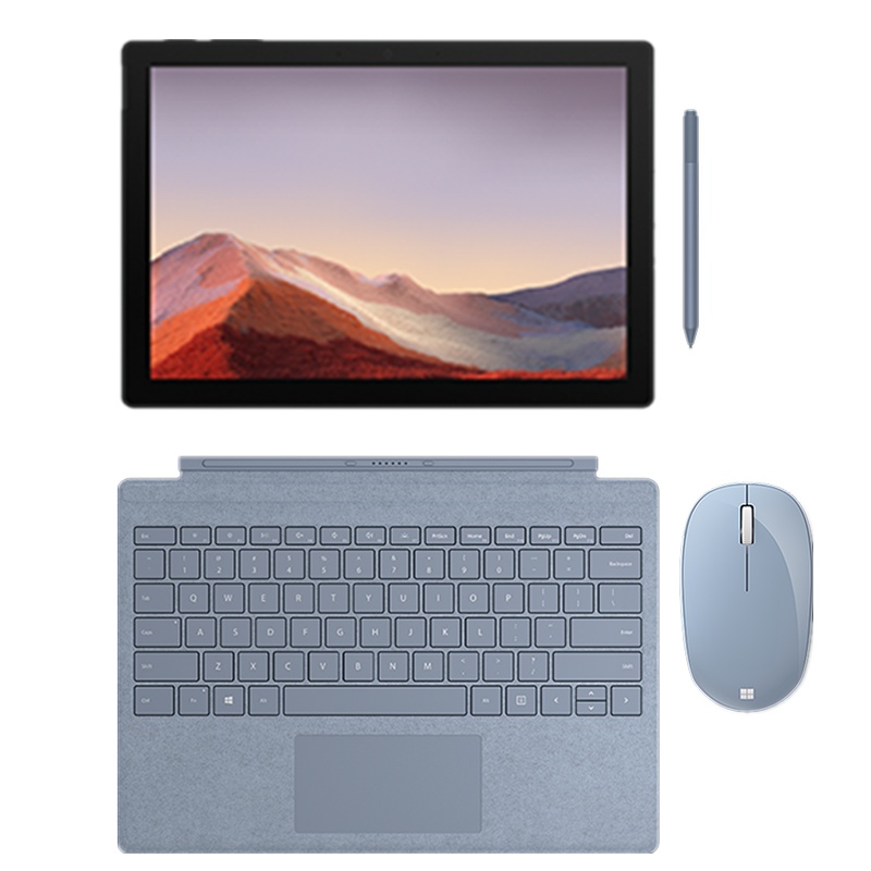 [原装冰晶蓝(键盘+鼠标+笔)]微软(Microsoft)Surface Pro7+ 第11代英特尔酷睿i7 12.3英寸 二合一平板电脑 笔记本电脑 32G 1T 亮铂金