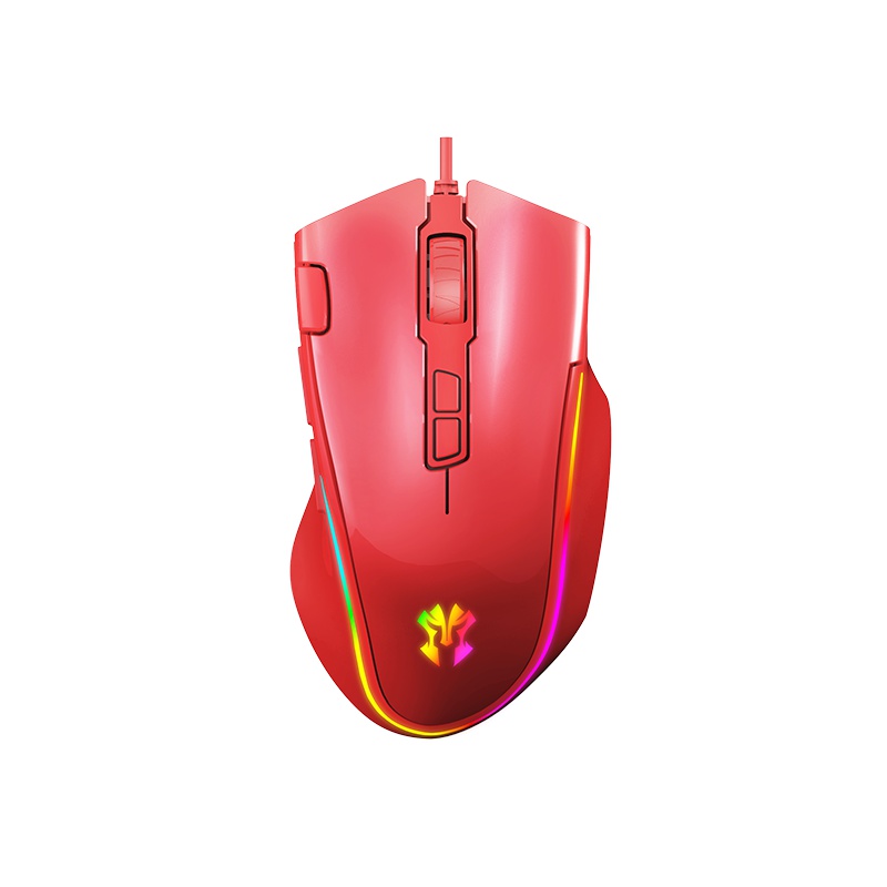 火影精灵S1游戏鼠标有线守望先锋lol绝地求生辅助宏鼠标(火焰红)