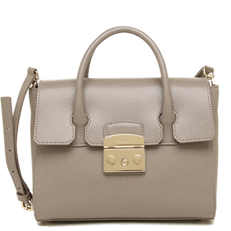 [直营]FURLA芙拉Metropolis小号女士链条硬牛皮搭扣单肩包牛皮斜跨包小方包