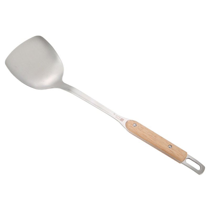 阳光飞歌 不锈钢锅铲 加厚夹柄磨砂铲子木柄炒铲锅铲平铲XB-001