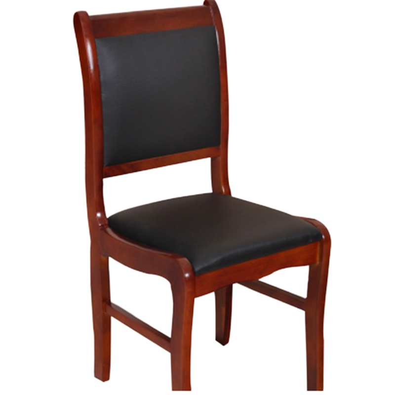 办公椅会议椅皮面四脚靠背无扶手木头椅