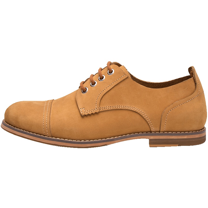 热风系带头层牛皮鞋男工装商务休闲鞋大头低帮靴H20M7503