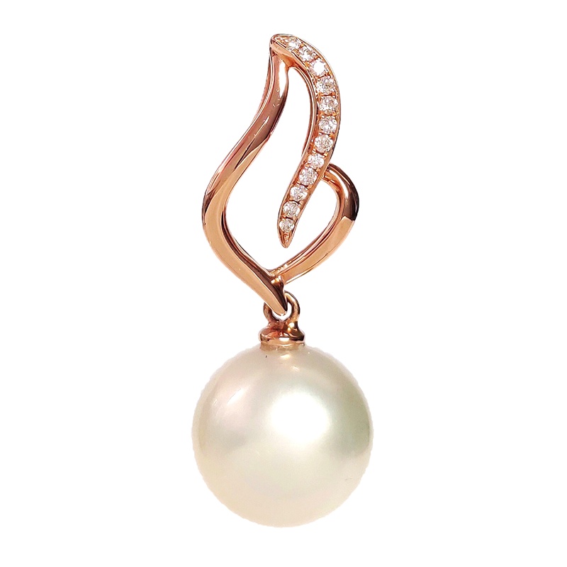 缘源珠宝 天然海水珍珠吊坠 18K金镶钻女款气质时尚吊坠 附送证书 不含连