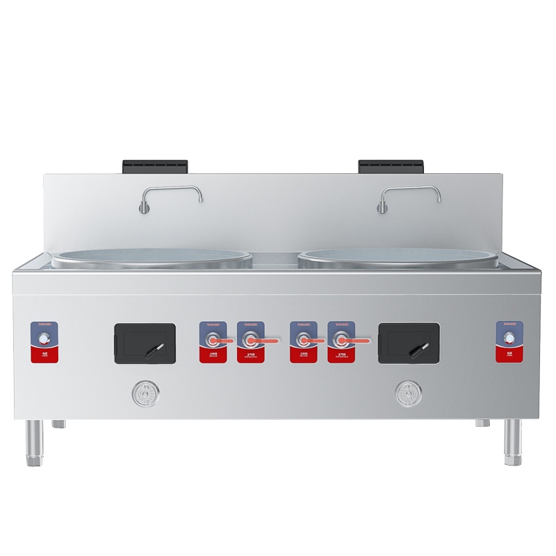 乐创(Lecon)商用1000型燃气双头大锅灶 锅径1000 天然气/液化气可选酒店厨房企业炒灶 LC-J-DD1002