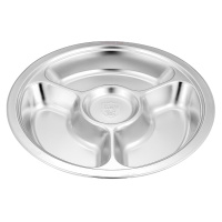 金钥匙(GOLDEN KEY)304不锈钢 学生四格加厚圆形分格快餐盘GK-T260B8-4