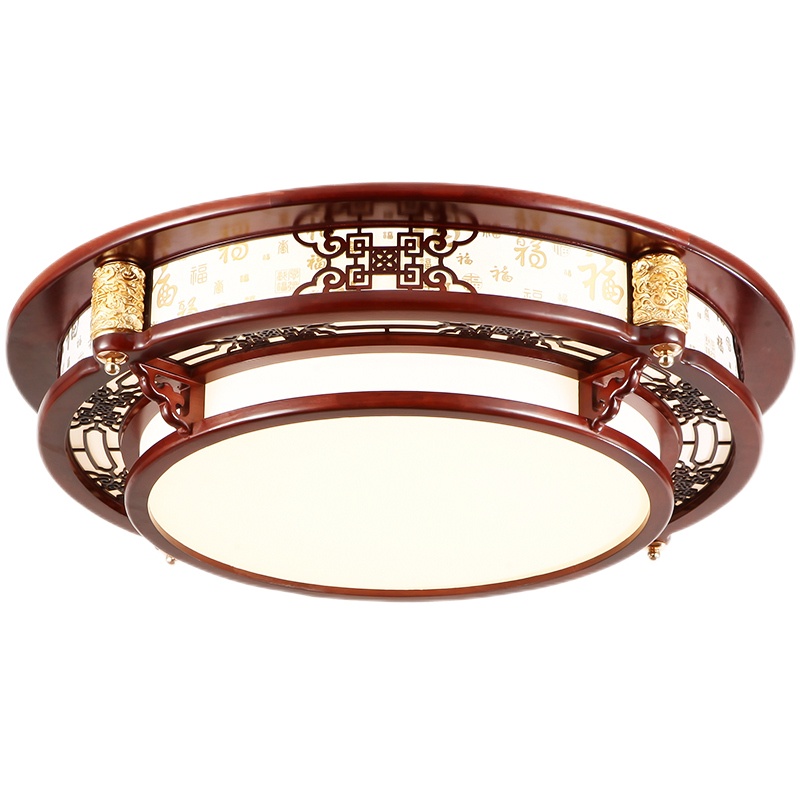 中式实木吸顶灯客厅卧室灯LED餐厅灯仿古灯具套餐中式木艺中国风